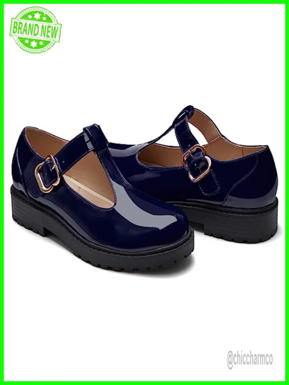 Girls T-Strap Mary Jane Platform Flats School Loafers Non-Slip Rubber Cushioned